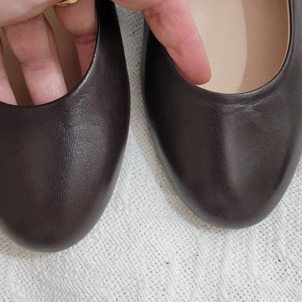 Andrea Carrano NEW Made‎ in Italy Dark Brown Block Heel Leather Pumps 41 10-10.5